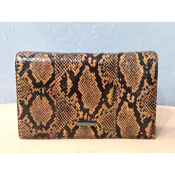 Vintage Missoni Snakeskin Clutch With Removable Shoulder Strap Snap Button Black
